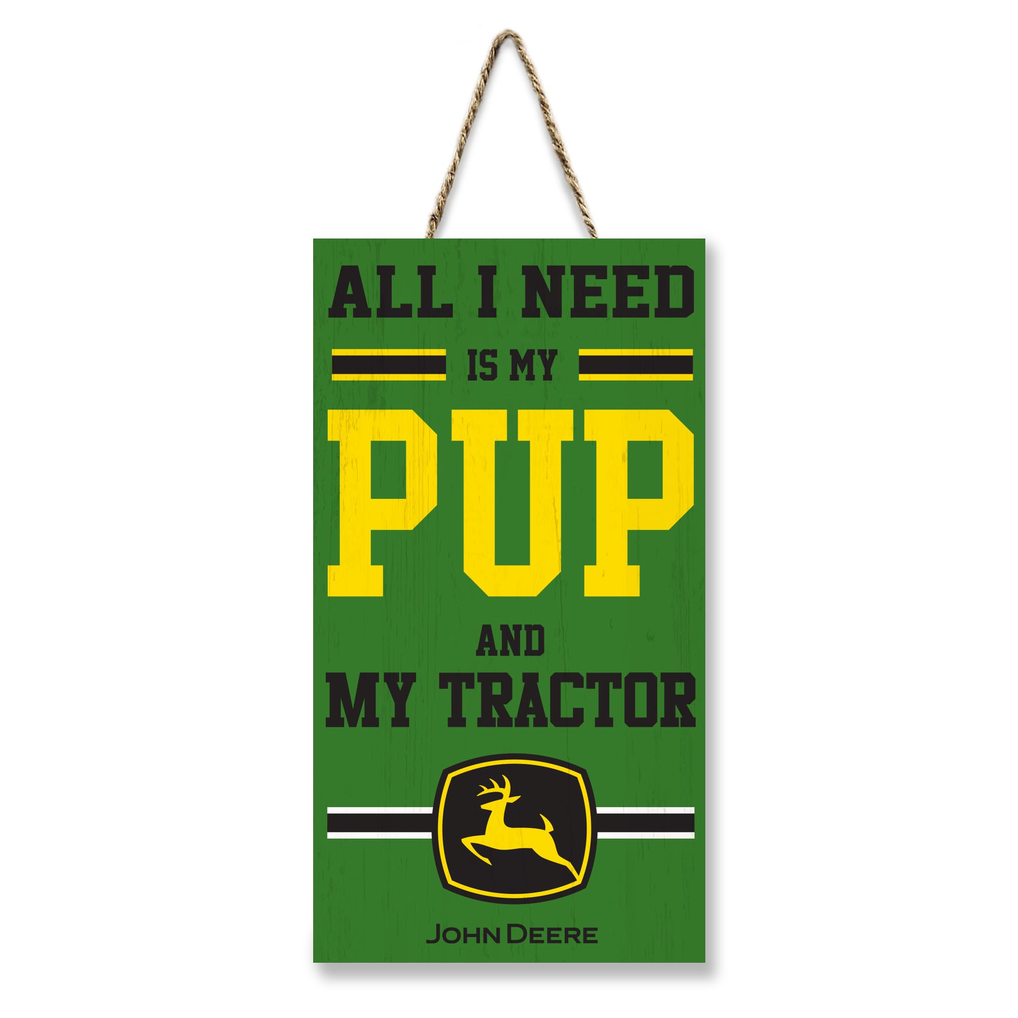 JOHN DEERE Property Sign ALL I NEED IS MY PUP and TRACTOR Yard Sign Cool & Sporty Fence Sign JOHN DEERE Fan Yard Decor Waterproof Wooden Sign Indoor & Outdoor with John Deere Logo-image-7