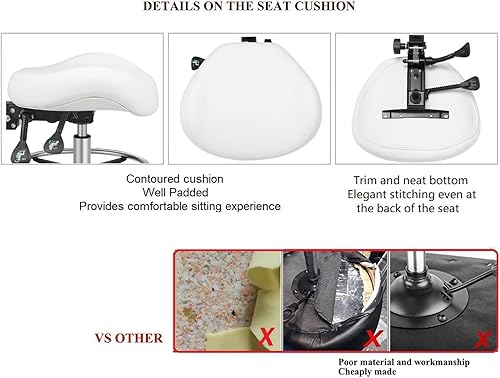 Miniatura 5 de Kaleurrier Taburete de dibujo de altura ajustable con respaldo y reposapiés, taburetes giratorios giratorios para estudio de trabajo, oficina,