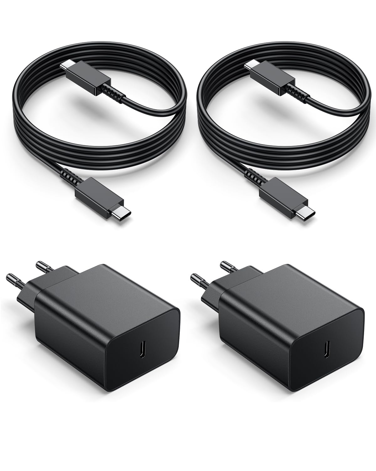 45W USB C Charger, Samsung Fast Charger with 2 m Cables, Fast Charge for Samsung Galaxy S25/S24/S23/S22/S21 Ultra/S20/S20+/Note 20/10/9/8/A73/A53/A52, UBS C Wall Power Supply Socket - 2 Pack