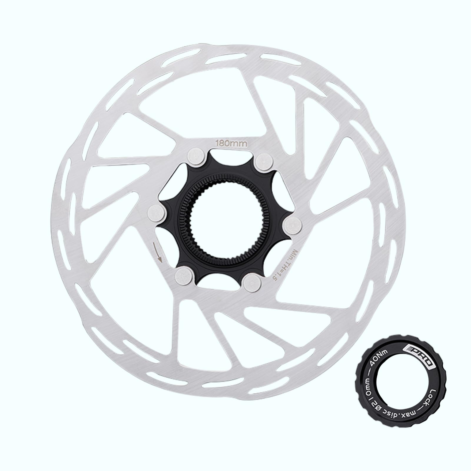 Jane Eyre Centre Lock Disc, Bicycle Centre Lock Brake Disc with Lock Cover 180mm Suitable for Mountain Bikes Road Bikes