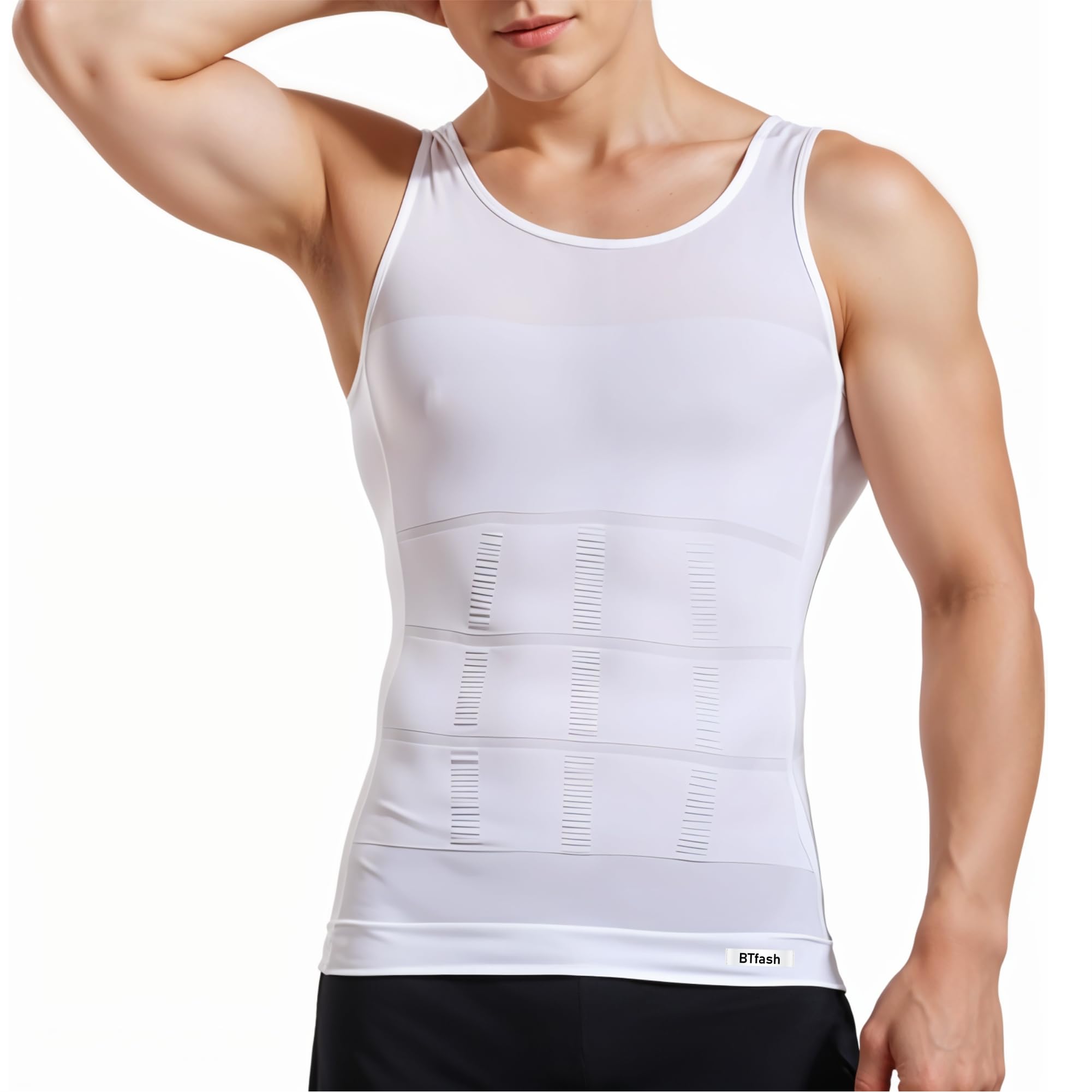 btfash Men’s Slimming Body Shaper Vest | Compression Tummy Tucker for Belly Fat | Stretchable Abs Slimmer Tank Top | Corset for Gym, Workout & Weight Loss Fitness-picture-34