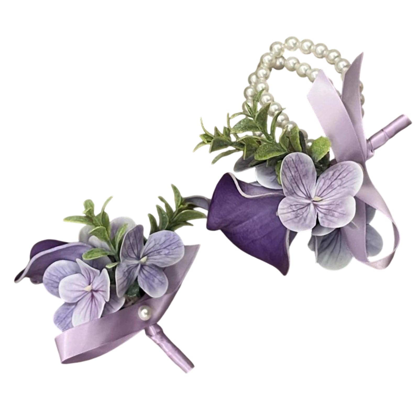 TFAOYS Calla Corsage Flowers Wrist Flower Boutonnieres for Bridesmaids Groomsmen Parties European Artificial Calla Corsage for Weddings
