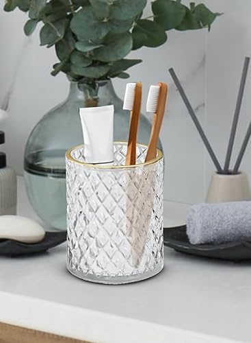 Miniatura 2 de Serene Spaces Living Juego de 4 soportes votivos de corte de diamante con punta dorada, centros de mesa simples para bodas, eventos, fiestas, vidrio