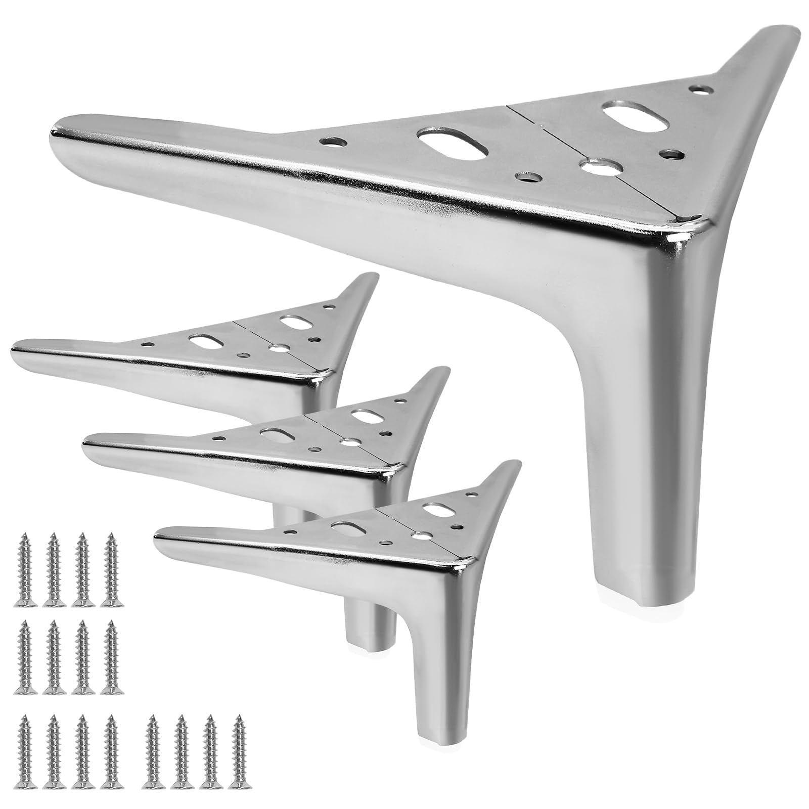 Btowin 4 Inch Metal Furniture Legs - 8 Pack Black Adjustable Feet, 5.5cm Plate, For Sofa, Cabinet, Table, Chair, DIY Replacement