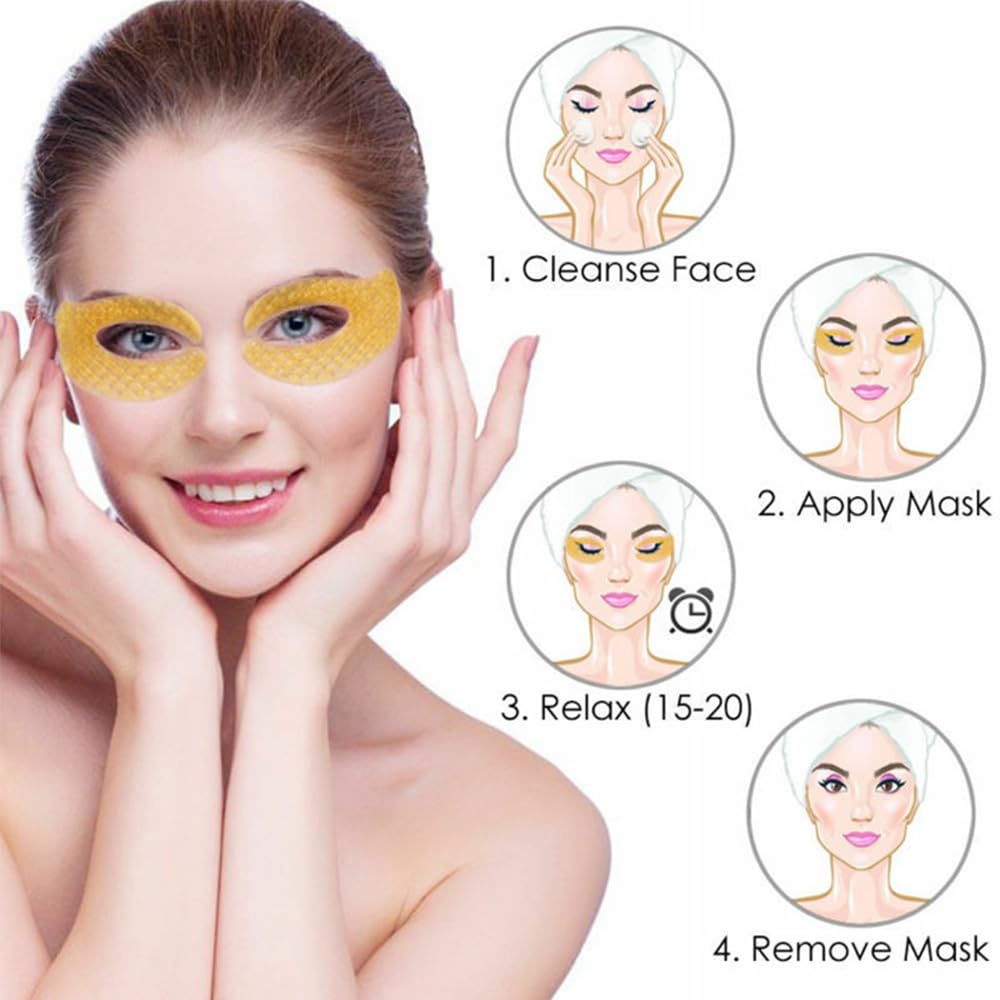 Maschera per gli occhi, Eye Patch, Eye Mask, Occhi Pads, Maschera d'occhio del collagene, Maschere Eye Gel Patches - Idratante, anti-rughe, anti-età, cerchi scuri ed elimina tasche, 5 Pairs