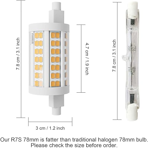 Miniatura 2 de R7S Bombilla LED de 3.071 in, luz de inundación J78 regulable de 150 W, 150 W, halógeno T3 de repuesto para lámpara de pared Torchiere, luz de