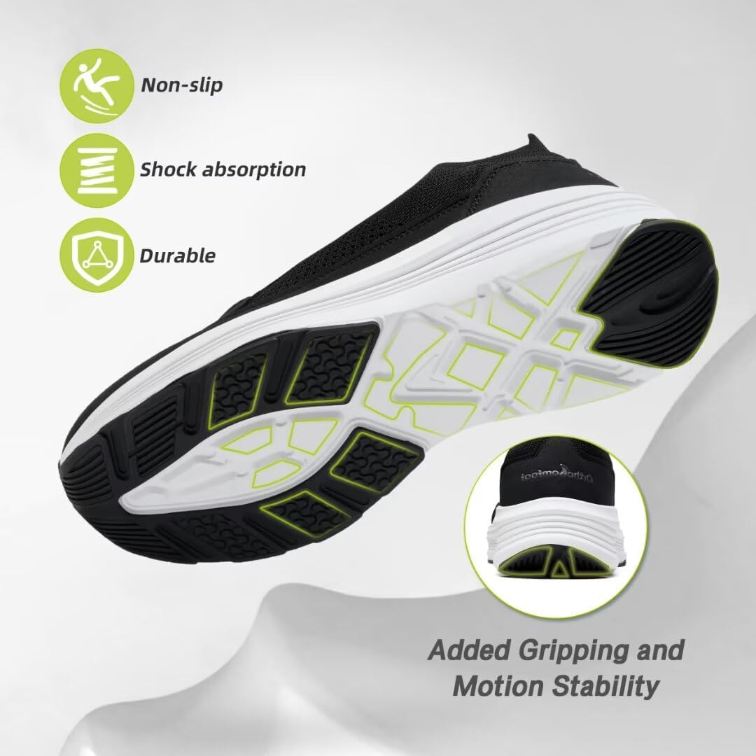 OrthoComfoot Men's Orthopedic Slip-On Loafers Walking Shoes: Comfortable Casual Arch Support Plantar Fasciitis Thick Sneakers, Breathable Work Tennis Orthotic Flat Feet Shoes for Foot Pain Relief - Image 8