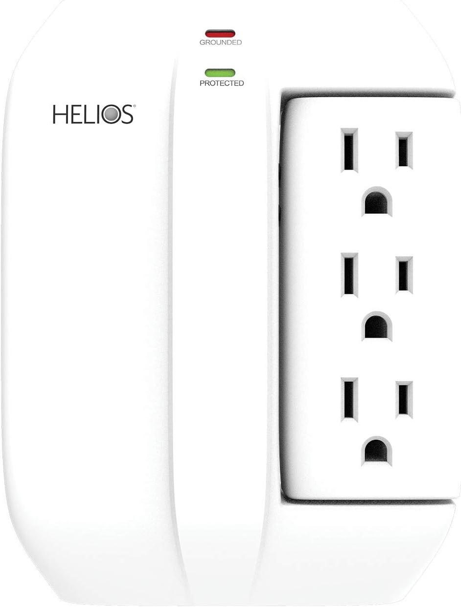 Helios AS-HP-5R 5-Outlet Wall Tap Surge Protector with 2 USB Charging Ports
