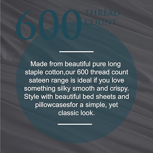 Miniatura 6 de Sábanas King de algodón egipcio de lujo para cama tamaño King, juego de sábanas de 600 hilos King con bolsillo profundo de 16 pulgadas, juego de