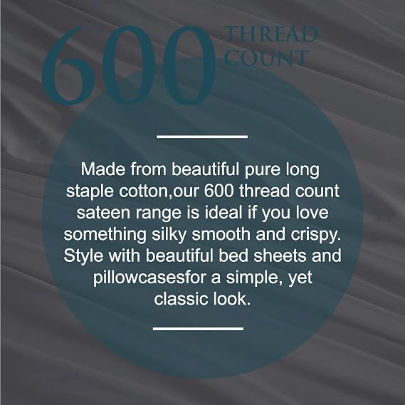 طقم صفائح مزدوجة من Sky Beddings - صفائح قطنية 100% للسرير مزدوج الحجم - طقم ملاءات سرير مزدوجة بعدد 600 خيط مع جيب عميق مقاس 15 بوصة - طقم ملاءات مزدوجة ناعمة ومبردة من الساتان - رمادي داكن