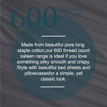 طقم صفائح مزدوجة من Sky Beddings - صفائح قطنية 100% للسرير مزدوج الحجم - طقم ملاءات سرير مزدوجة بعدد 600 خيط مع جيب عميق مقاس 15 بوصة - طقم ملاءات مزدوجة ناعمة ومبردة من الساتان - رمادي داكن
