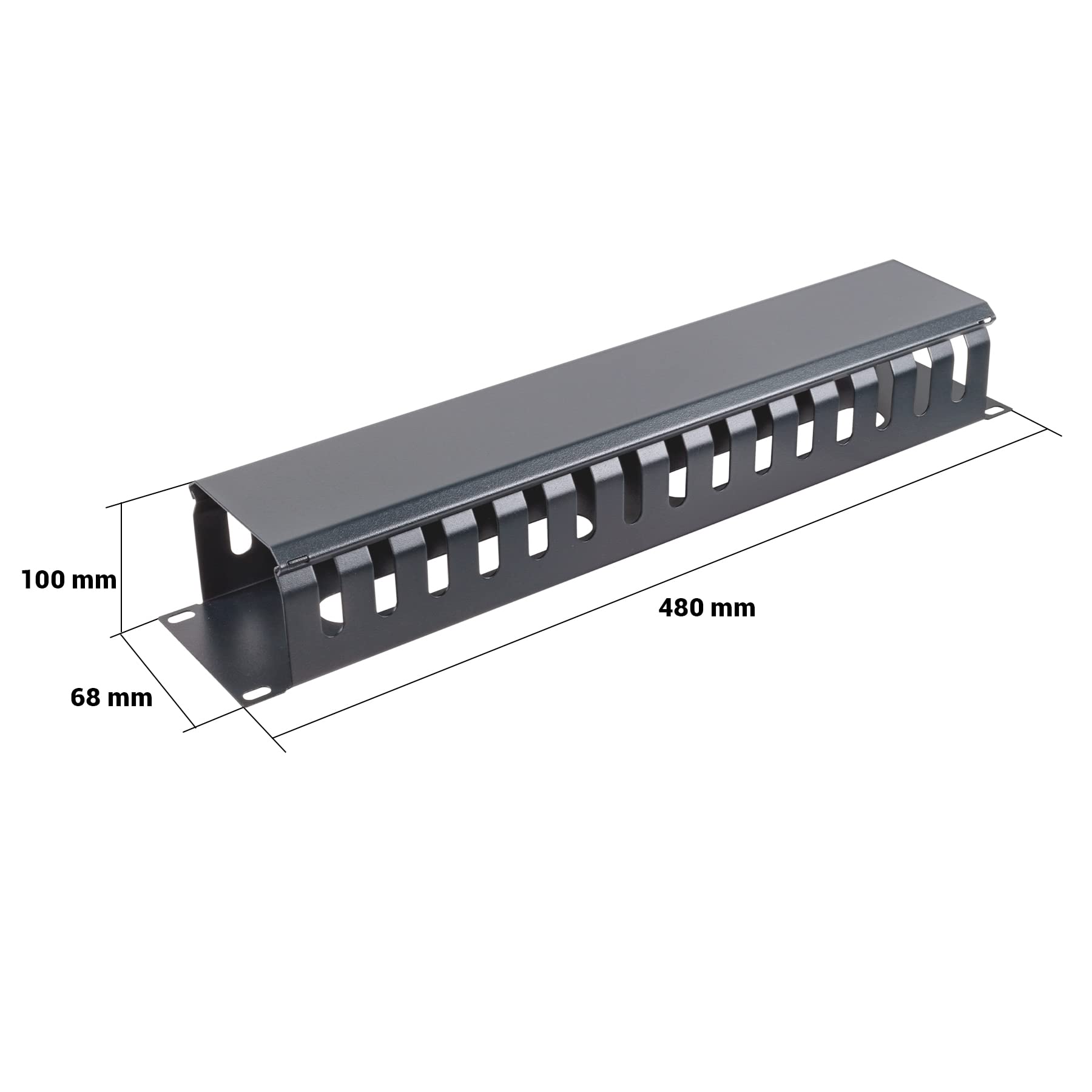 Aiten Data Organizador de Cables 2U Metálico con Tapa para Armario Rack 19”. Medidas: 480 x 68 mm