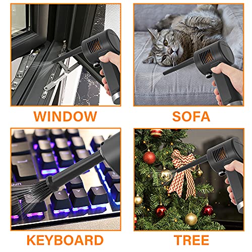 Dorobeen Compressed Air Duster, Cordless Portable Rechargeable Compressed Air, 33000 Rpm Electric Air Duster For Computer Keyboard Electronics Cleaning, Built-In Battery Electronic Blower (Black) #TOP1