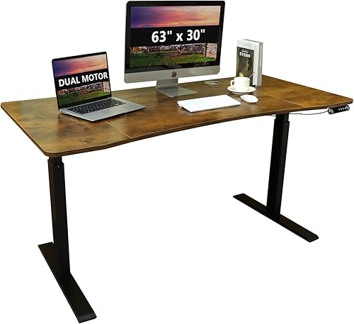 Miniatura 1 de BilBil - Escritorio eléctrico de pie de doble motor, mesa de pie ajustable de 63 x 30 pulgadas con tablero de empalme, escritorio de oficina en