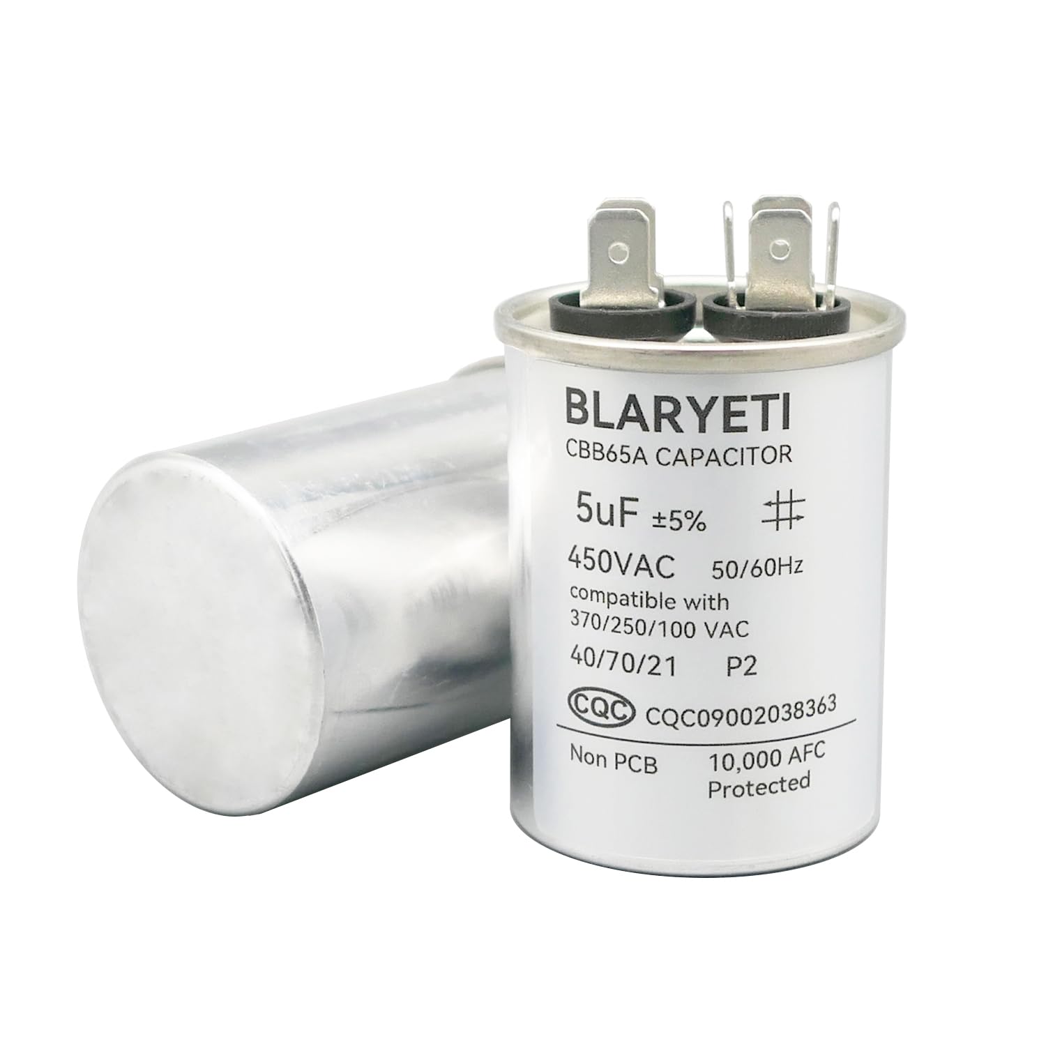 CBB65 5uF 5MFD AC 450V/370V/250V/100V 50/60Hz Motor Run Capacitor Start Capacitor for Air Conditioner Heat Pump or Air Condenser ±5%