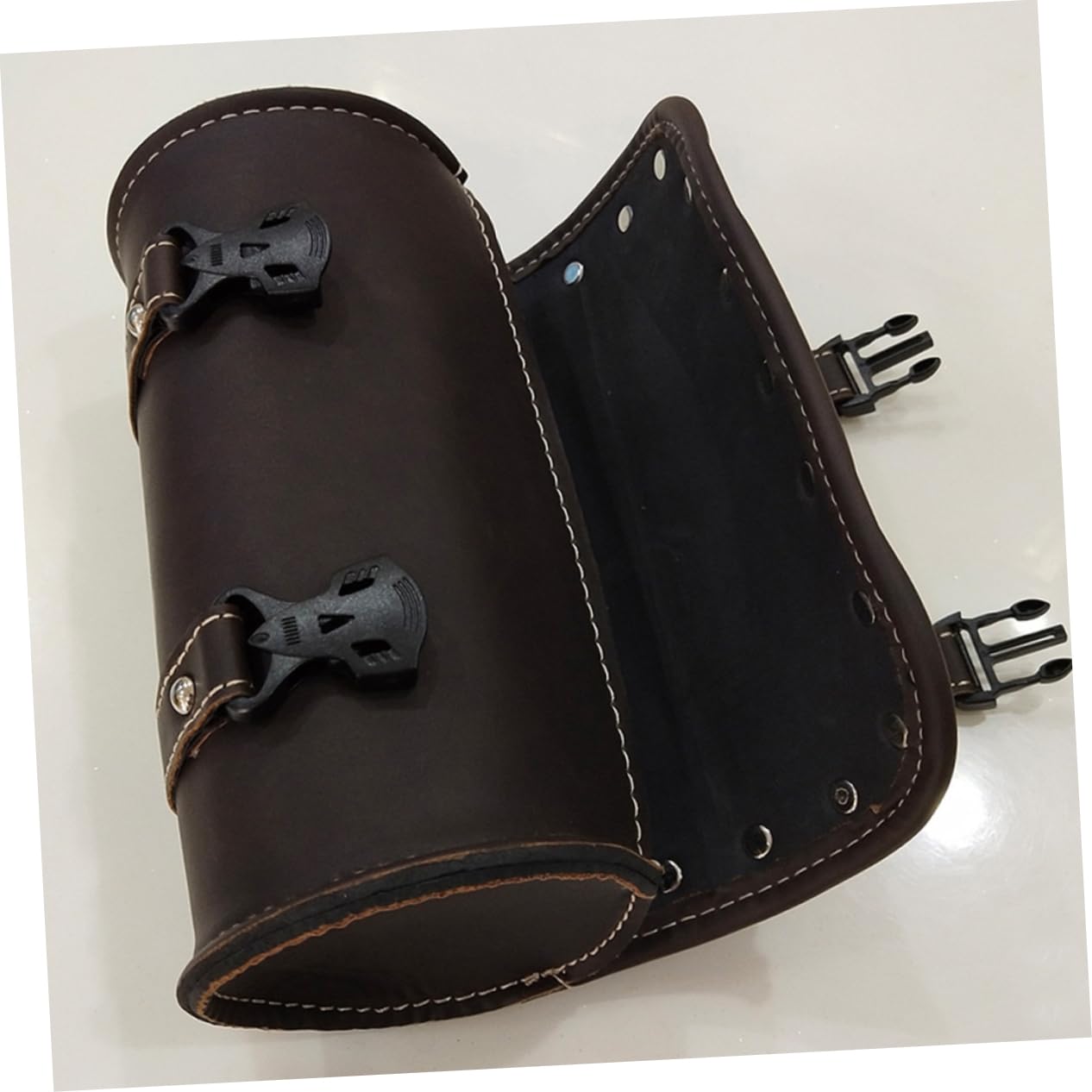 Borsa Porta Attrezzi per Moto in Pelle Pu Color Caffè, 2 Pezzi Scomparti Pratici e Design Ergonomico, Accessori per Moto per Viaggi e Manutenzione