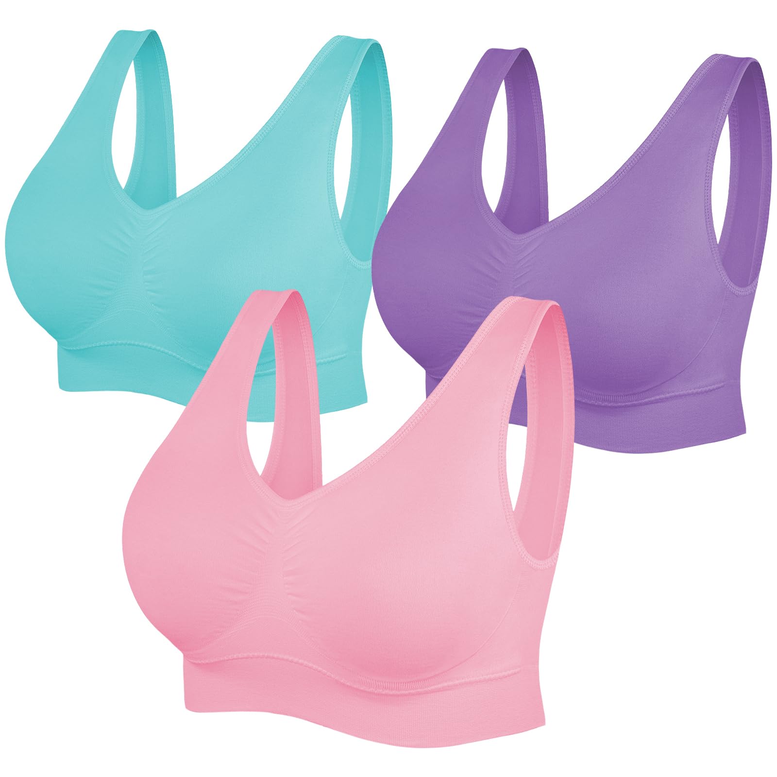 SIMIYA Super Comfort Bra, Womens Sports Bras Removable Pads Plus Size Sleep Bras for Girls in Yoga Bralette Leisure Stretch Crop Tops Vest