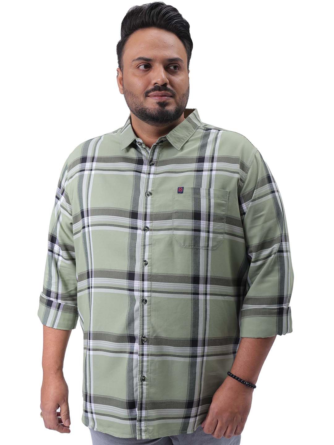 hardsoda by The Indian Garage Co Men Plus Size Regular Fit Checkered Cutaway Collar Full Sleeves Casual Shirt-picture-32