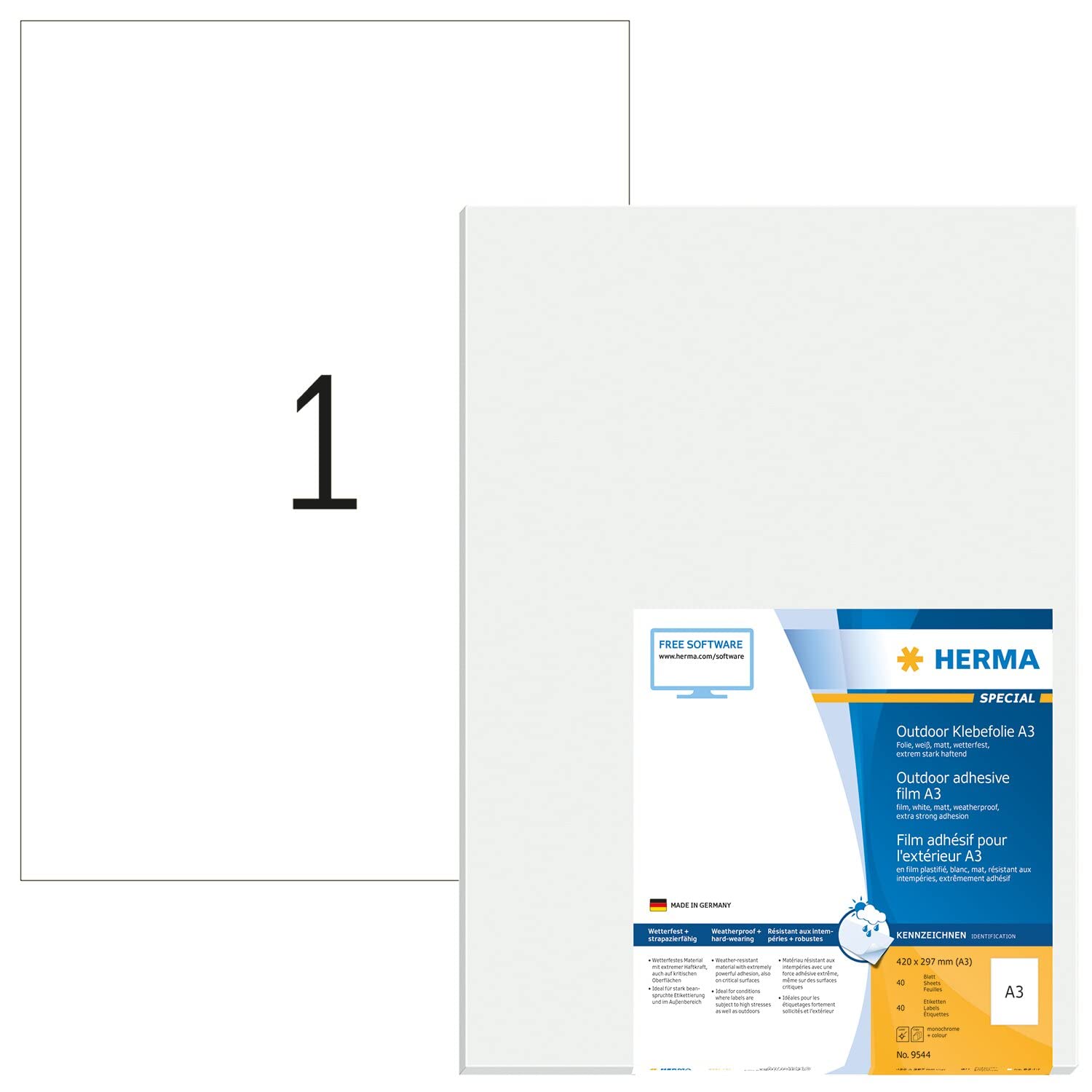 Herma 9544 A4 White Labels Paper Permanent Adhesive 210x297mm 100 ...