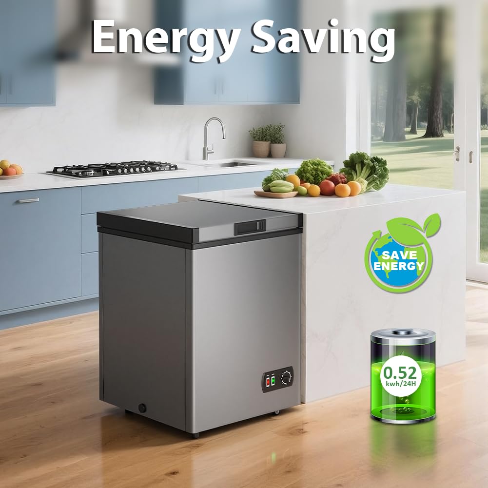 Lifeplus Chest Freezer 4.2 Cubic Feet With Removable Storage Basket, Deep Freezer 7 Adjustable Temperature, Energy Saving, Super Quiet For Garage, Office, Kitchen, Or Apartment on Fridge.com - View 6