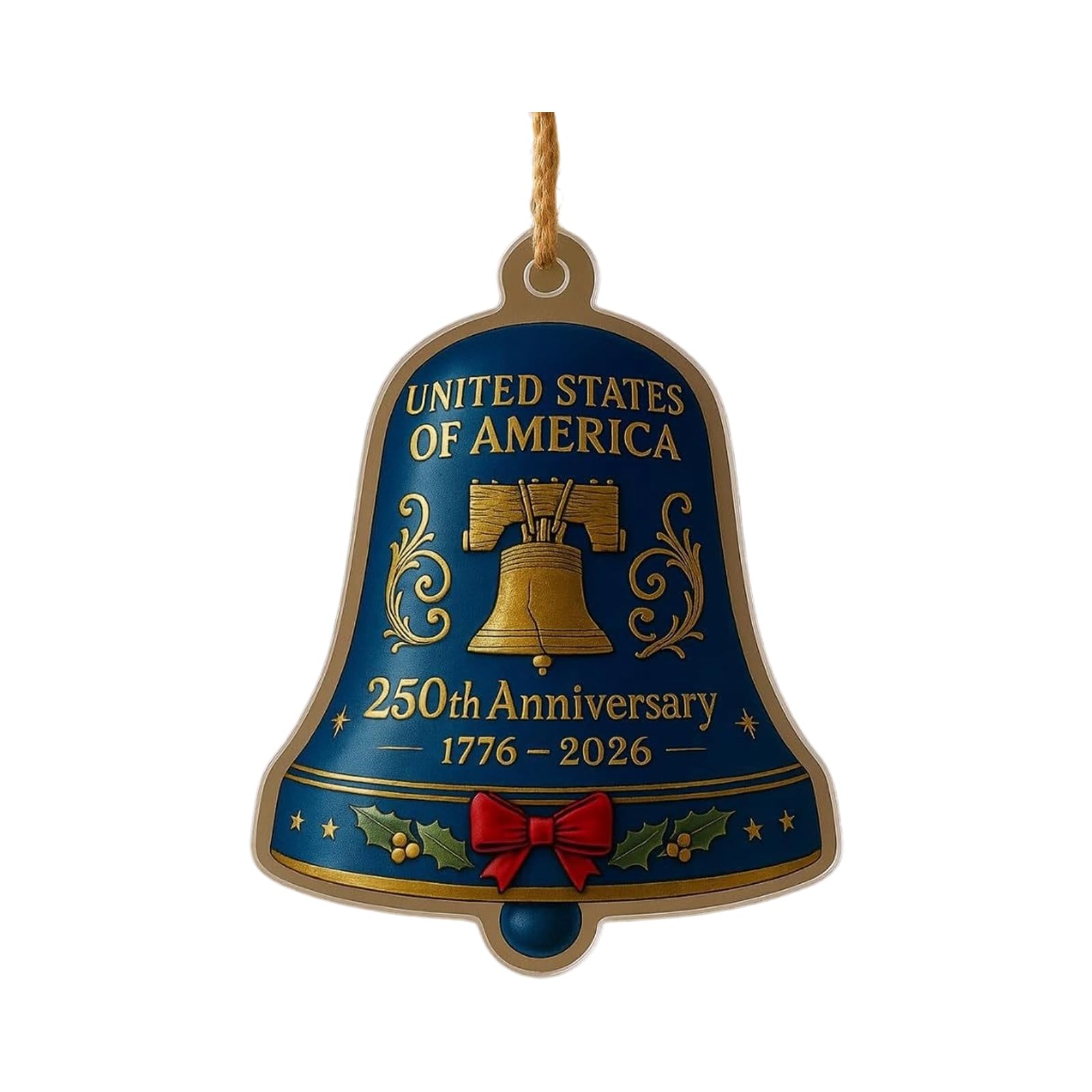 States 250th Anniversary Bells Ornament, Metal Guarder, Christmas Ornament Patriotic Commemorative Gift Commemorative Doorbell