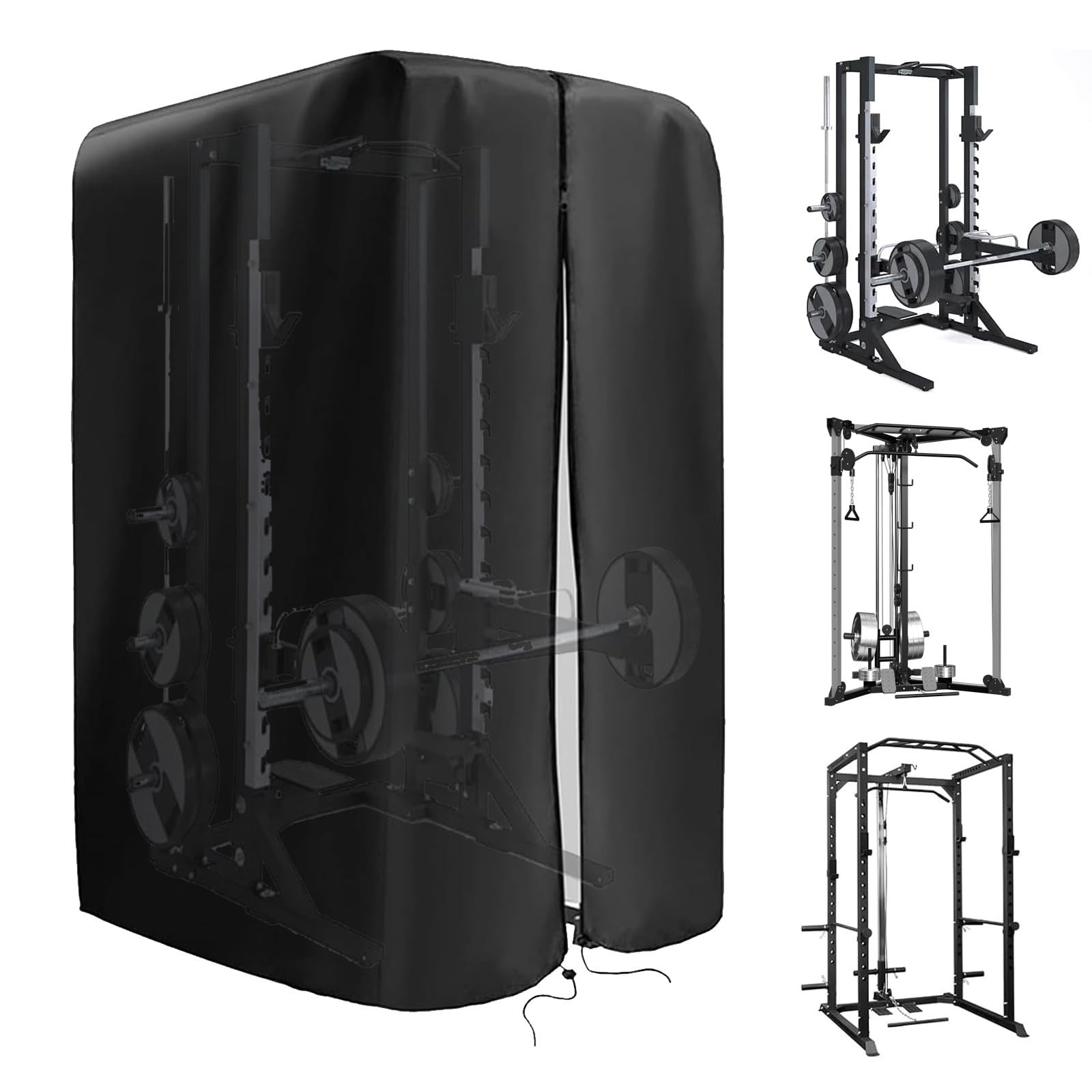 Squat Rack Cover,Gym Rack Cover, 420D oxford Fabric Waterproof Dustproof Gym Set Protective Cover,Gym Equipment Covers Adjustable Drawing String and zipper for Weight Lifting Rack-209 x173 x163 cm