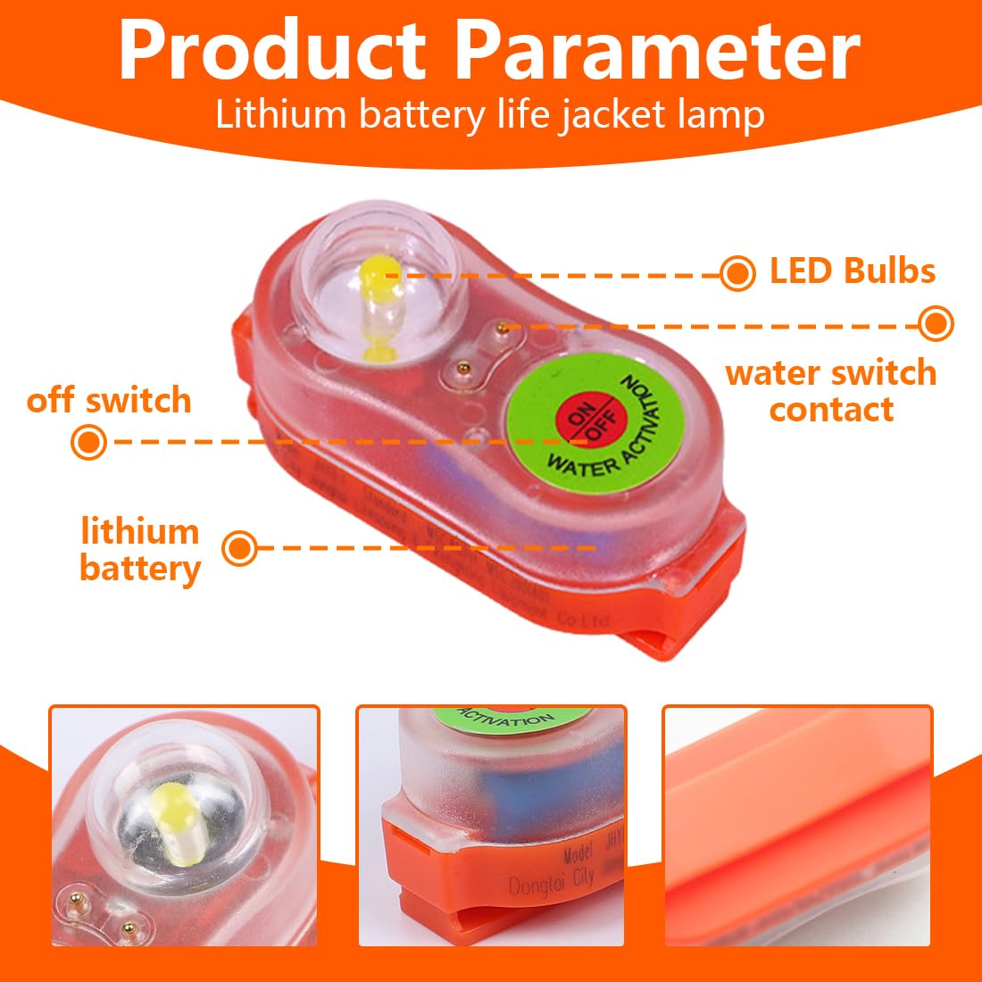 Lampe De Sécurité pour Gilet De Sauvetage Lampe LED Marine Auto-éclairante pour Sauvetage Nocturne en Mer, Lampe LED De Sécurité Aquatique pour Extérieur Safrty