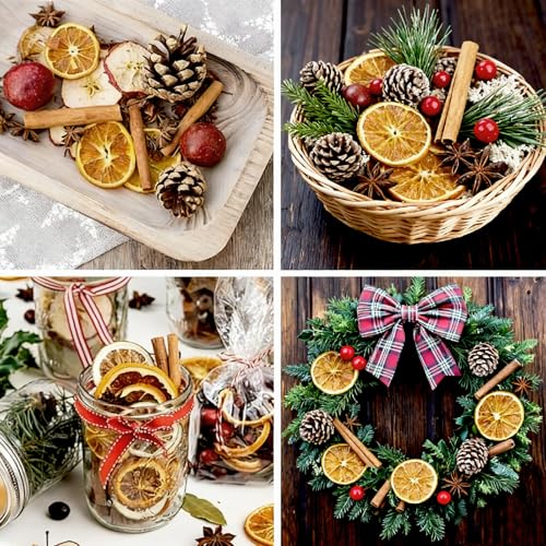 54 Stück Adventskranz Deko, Weihnachtspotpourri Einschließlich Zimtstangen Deko, Tannenzapfen deko, Getrocknete Orangenscheiben Deko, Mooskranz, Adventskränze Eignen Sich für Festliche Anlässe
