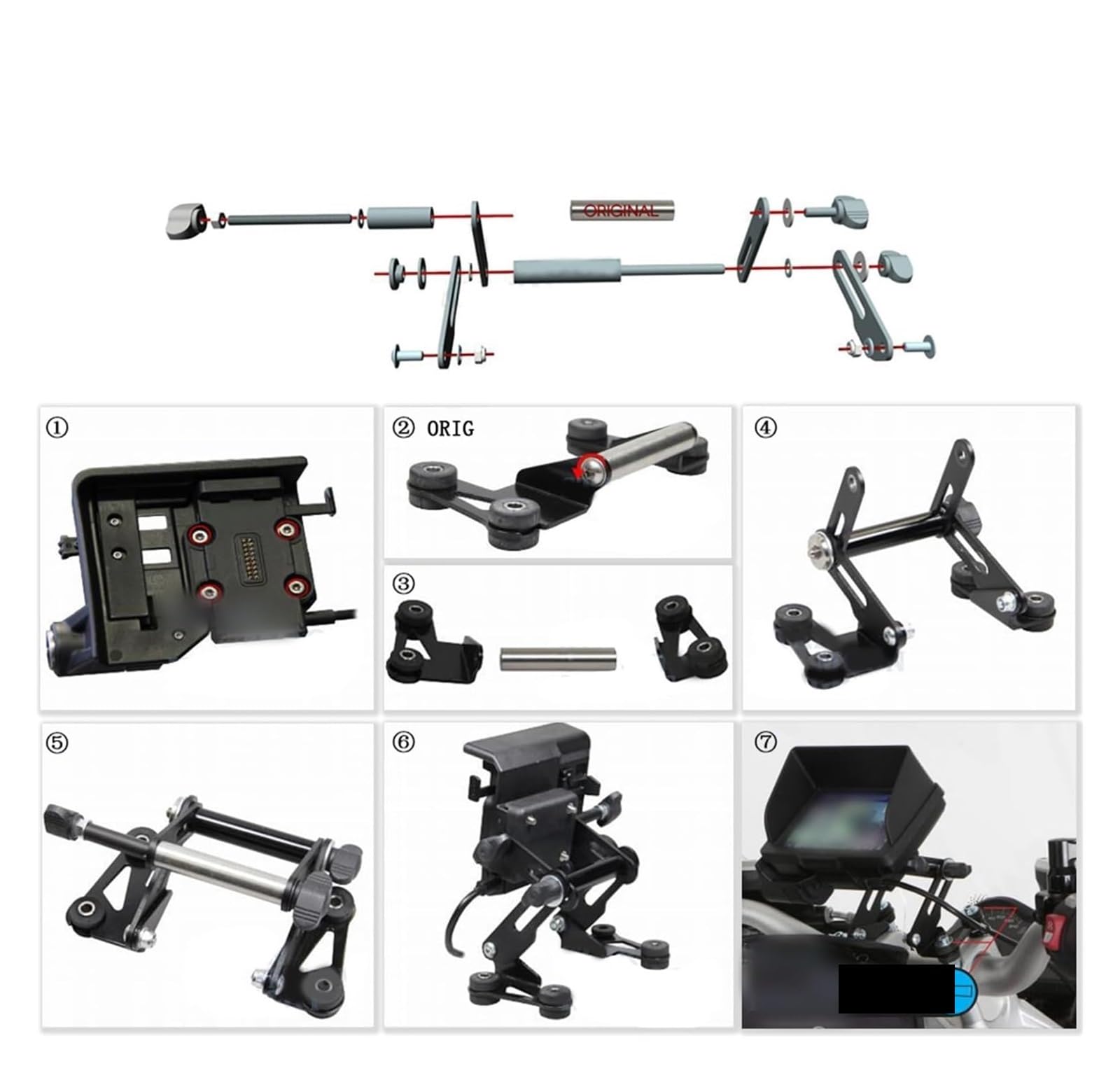 Per BMW F 650 GS 2008- Moto Regolabile Estensibile Telefono Navigazione Supporto GPS Targa Cavalletto Supporto Telefono Moto