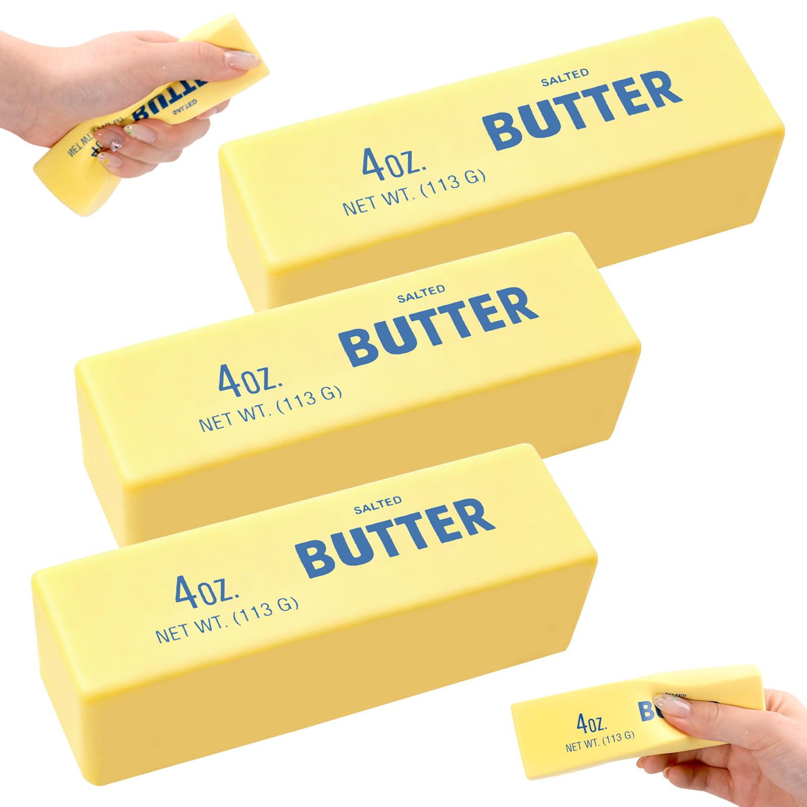 3 Pezzi Butter Squishy,Giocattolo Burro Spremere, Bastoncino Burro Morbido in PU a Lenta Crescita Giocattoli,Morbidi Squishy Antistress,Pallina Antistress,Giocattolo Antistress per Bambini, Adulti