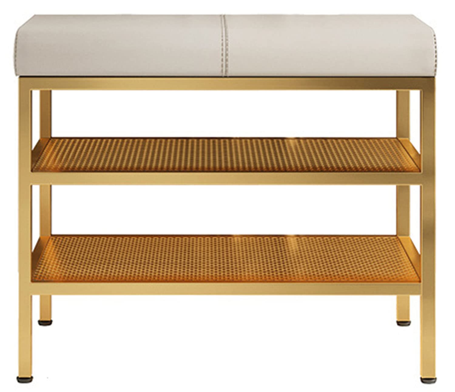 Banc d'entrée avec étagère à chaussures et assise rembourrée en tissu gris