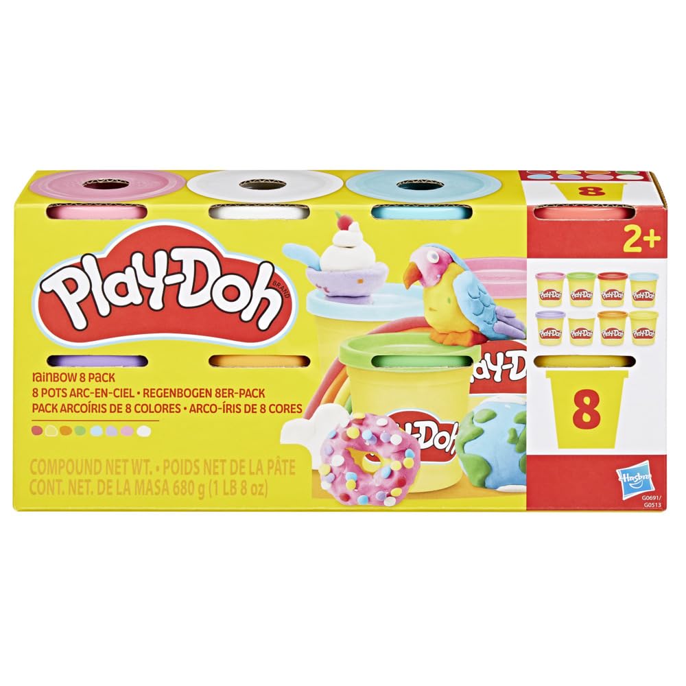 Play-Doh, Pack de 8 Botes de 85 Gramos de Colores del arcoíris