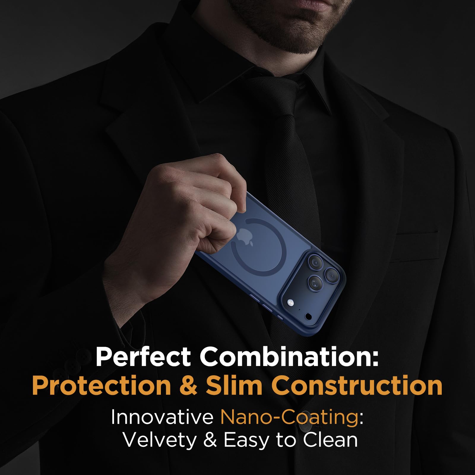 Miracase for iPhone 17 Pro Max Case with MagSafe [with 9H+Screen Protector] Military-Grade Protection Shockproof Scratch-Resistant with Velvet Touch for iPhone 17 Pro Max Cover 6.9", Matte-Deep-Blue — view 7