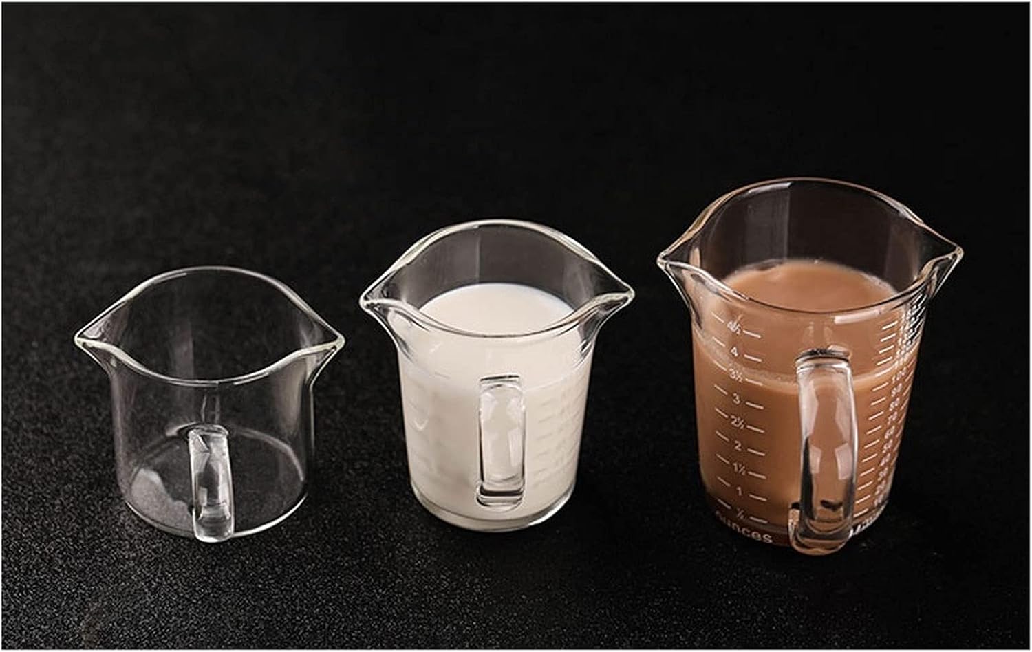 Sauce Boat Gravy Warmer Two-Mouth Gravy Boat The Handle Adopts Heat-Resistant Glass Mini Milk Cup and Graduation Measuring Cup Coffee Pot Coffee Utensils Gravy Bowl Milk Container (Size : 60ml) ()