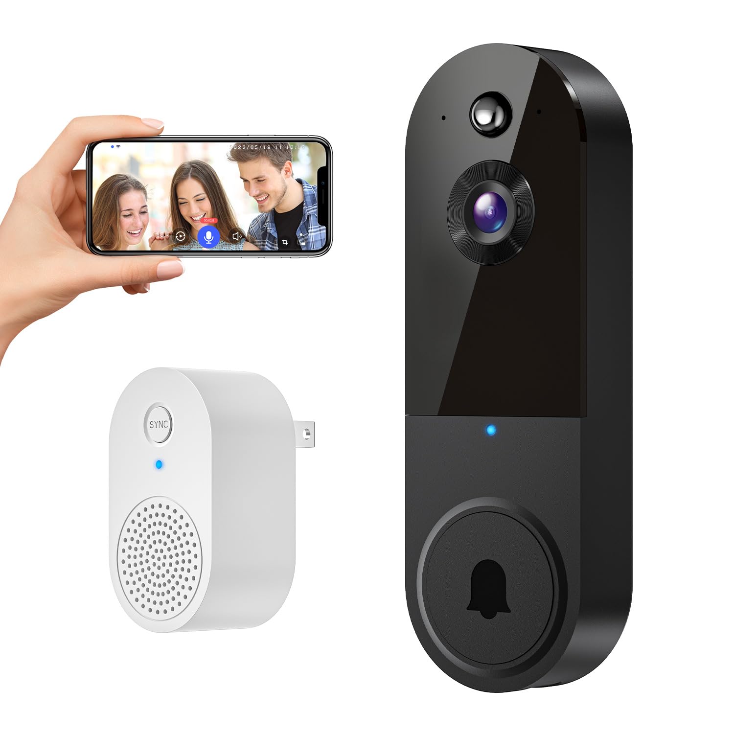1080P Wireless Video Doorbell Camera, Night Vision, Intelligent AI  Detection, Two-Way Audio, Wi-Fi Support, Chime Included, Battery  Powered