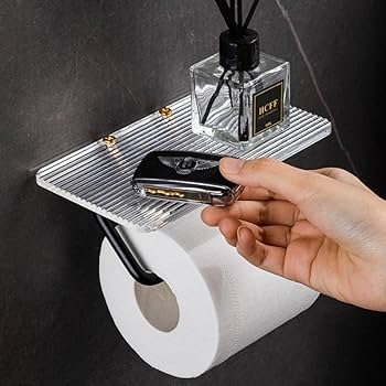 トイレットペーパー Amazon | ペーパーホルダー トイレ 棚付きトイレットペーパー