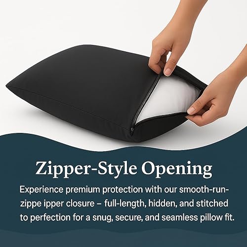 Miniatura 5 de Juego de 2 fundas de almohada pequeñas de 13 x 18 pulgadas, color gris oscuro, cierre de cremallera, juego de 2 piezas de 600 hilos, 100% algodón
