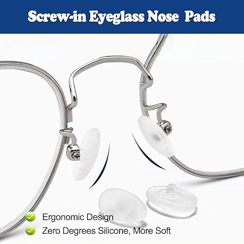 Miniatura 5 de Omnful Almohadilla de nariz para gafas, 10 pares de almohadillas de nariz de repuesto con silicona suave de cero grados, kit de reparación de