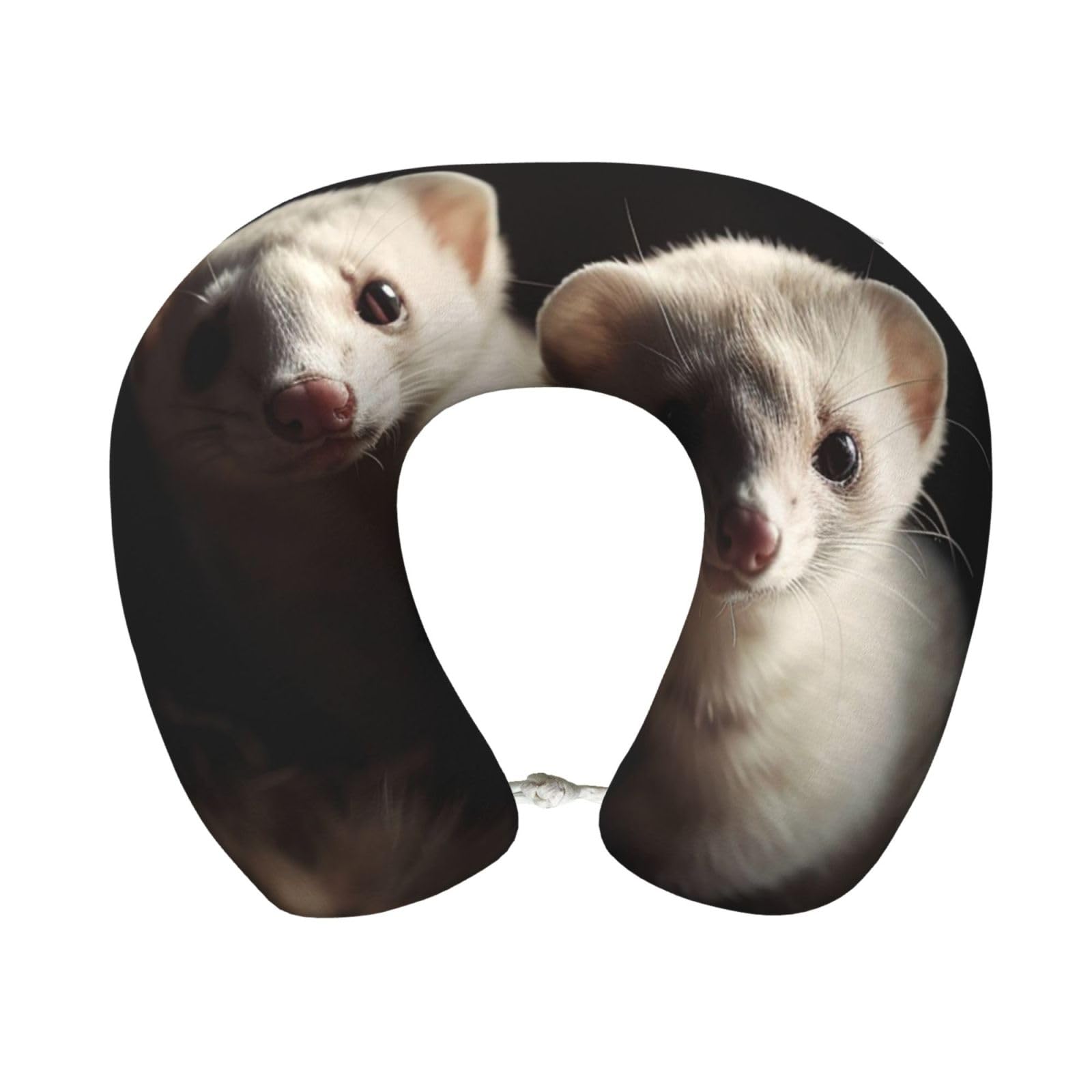 Neck Pillow Memory Foam Contour Pillow Little Ferret Travel Pillow for Sleeping Comfortable U Shape Pillows for Traveling Car Headrest Home Office Fits Most Neck Sizes