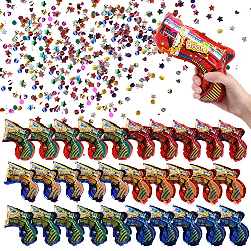 Joycabin Canon à confettis, Set de 30 pistolets à confettis, Confetti Shooter Party Popper Bombe à confettis biodégradable Pour Carnaval, Anniversaire, Mariage,...