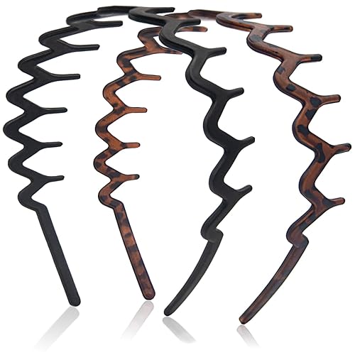 Miniatura 8 de Diademas en zig zag para mujeres y hombres, diadema ondulada de plástico antideslizante con peine de dientes, diademas clásicas de los años 90, 2