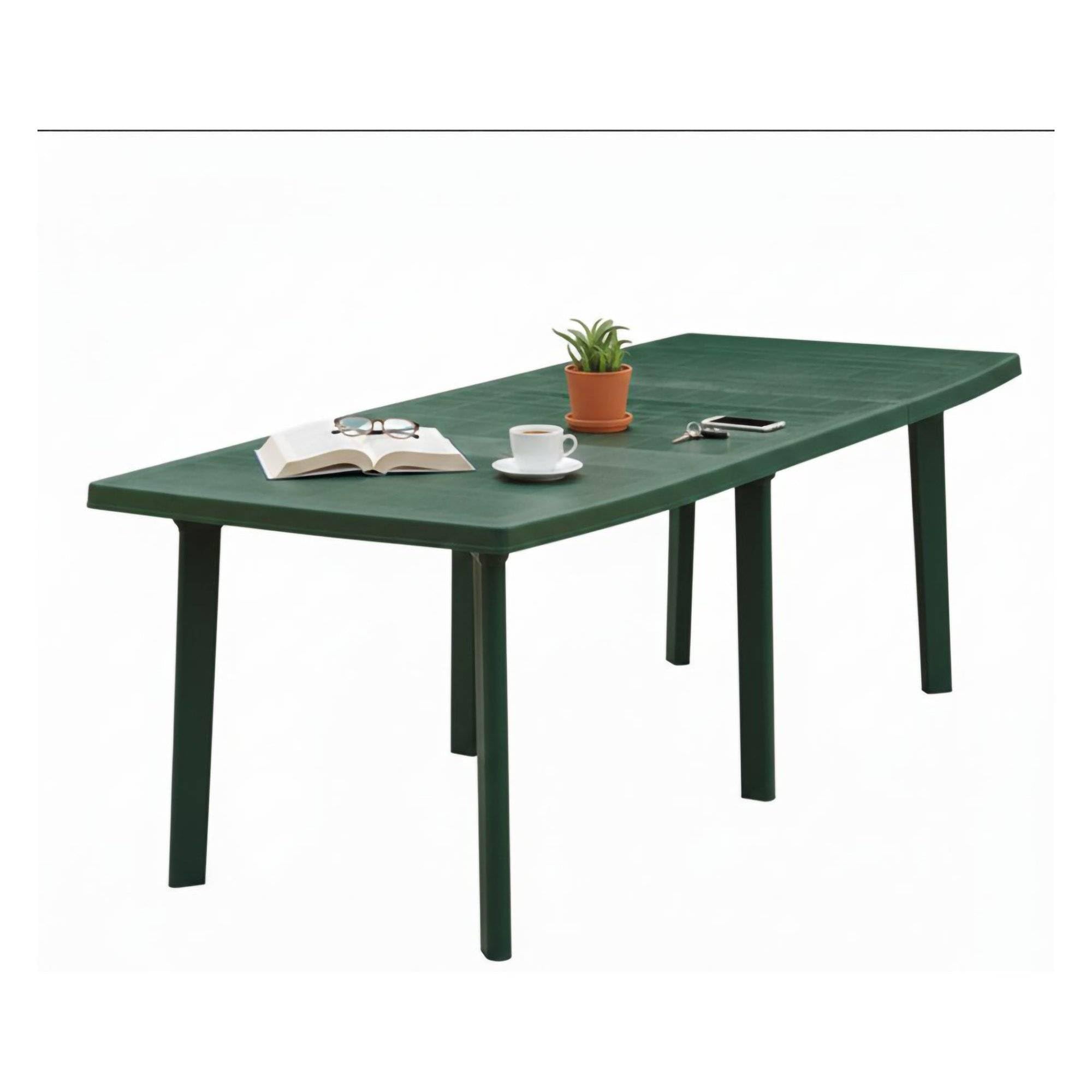 Dmora Tavolo da Esterno Cordova 216x90x72h cm Verde 10 Posti Meccanismo Estensione Allunga Centrale, Allungabile Made in Italy