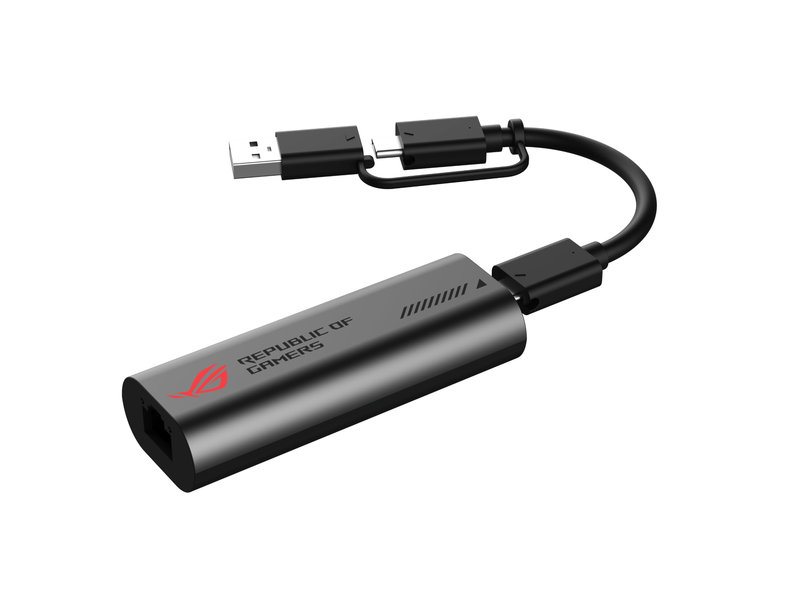 ASUS ROG USB-C10G, Adattatore Ethernet da 10 GB, USB-C/USB-A, Nero | Design 2 in 1, Porta USB 3.2 Gen 2x2, Compatibile con Thunderbolt, per Processori Windows, Linux, macOS, iOS & Android