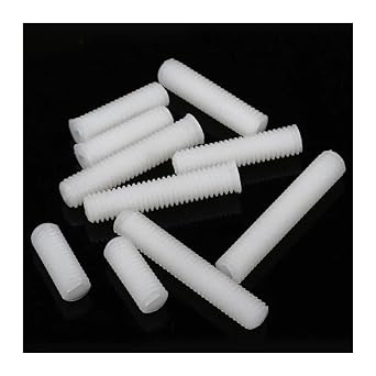 10/20pcs M3 M4 M5 M6 M8 Metric Thread White Nylon Plastic Insulated Slotted Flat Point End No Head Headless Bolt Set Screw10mm,M3-20pcs