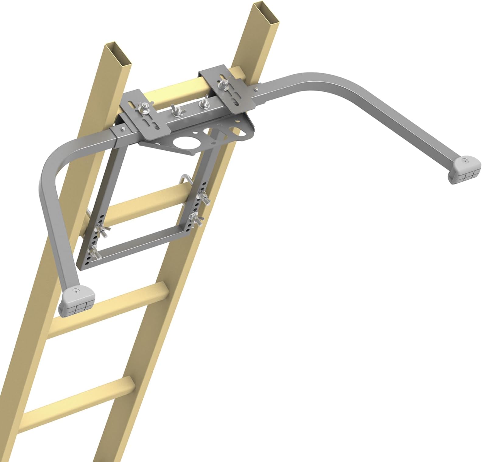 Ladder Stabilizer for Gutter Cleaning Tools and Wall,Heavy Duty Roof Ladder Hooks Steel Extension Ladder stabilizer with Ladder Accessory,Ladder Standoff with Anti-Slip Rubber Feet (Silver Gray)