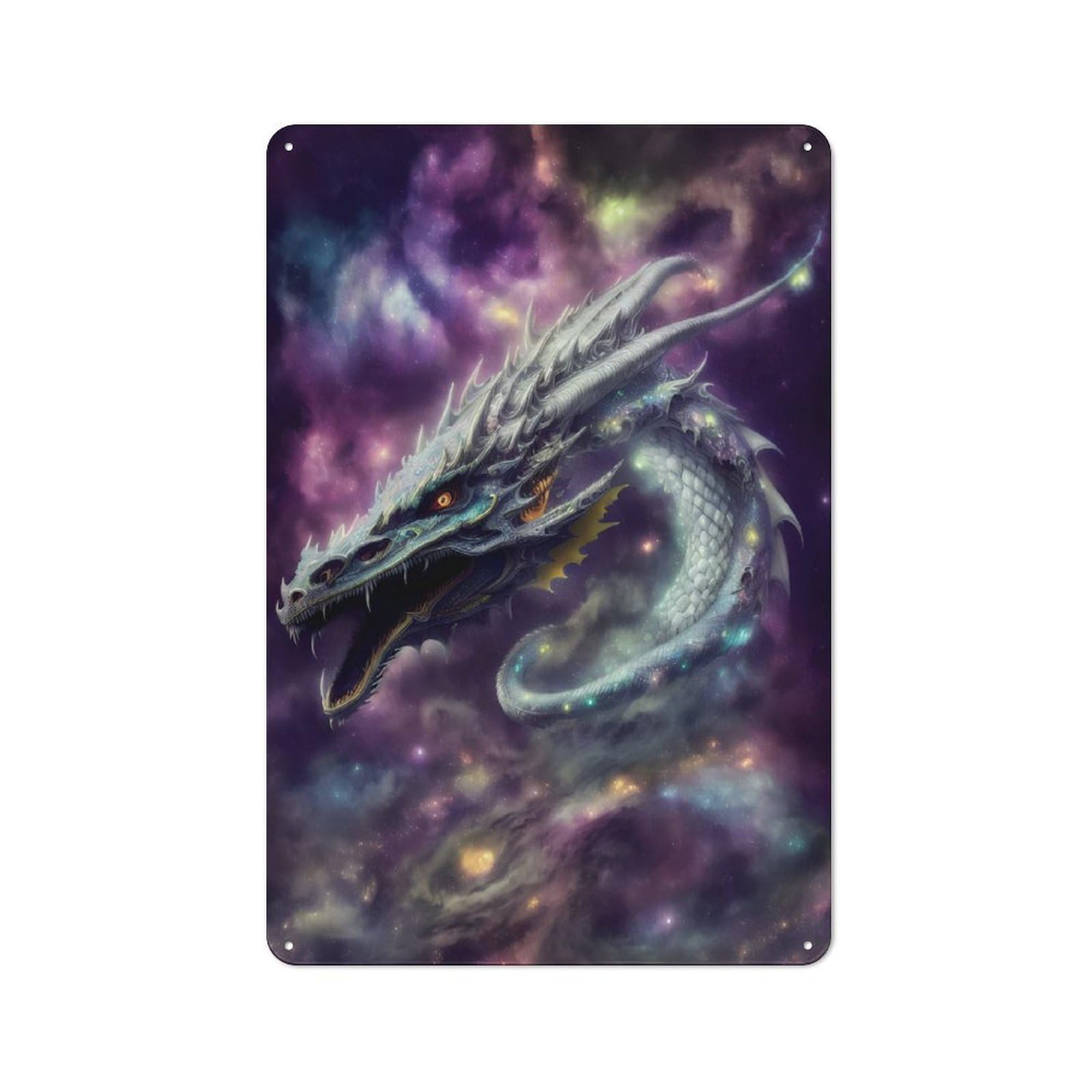 Junmoney Cosmic Dragon Rustic Tin Wall Plaque 30X20cm For Kitchen Or Home Bar, A Winter Wall Decor Update For Kitchen Decor Lovers