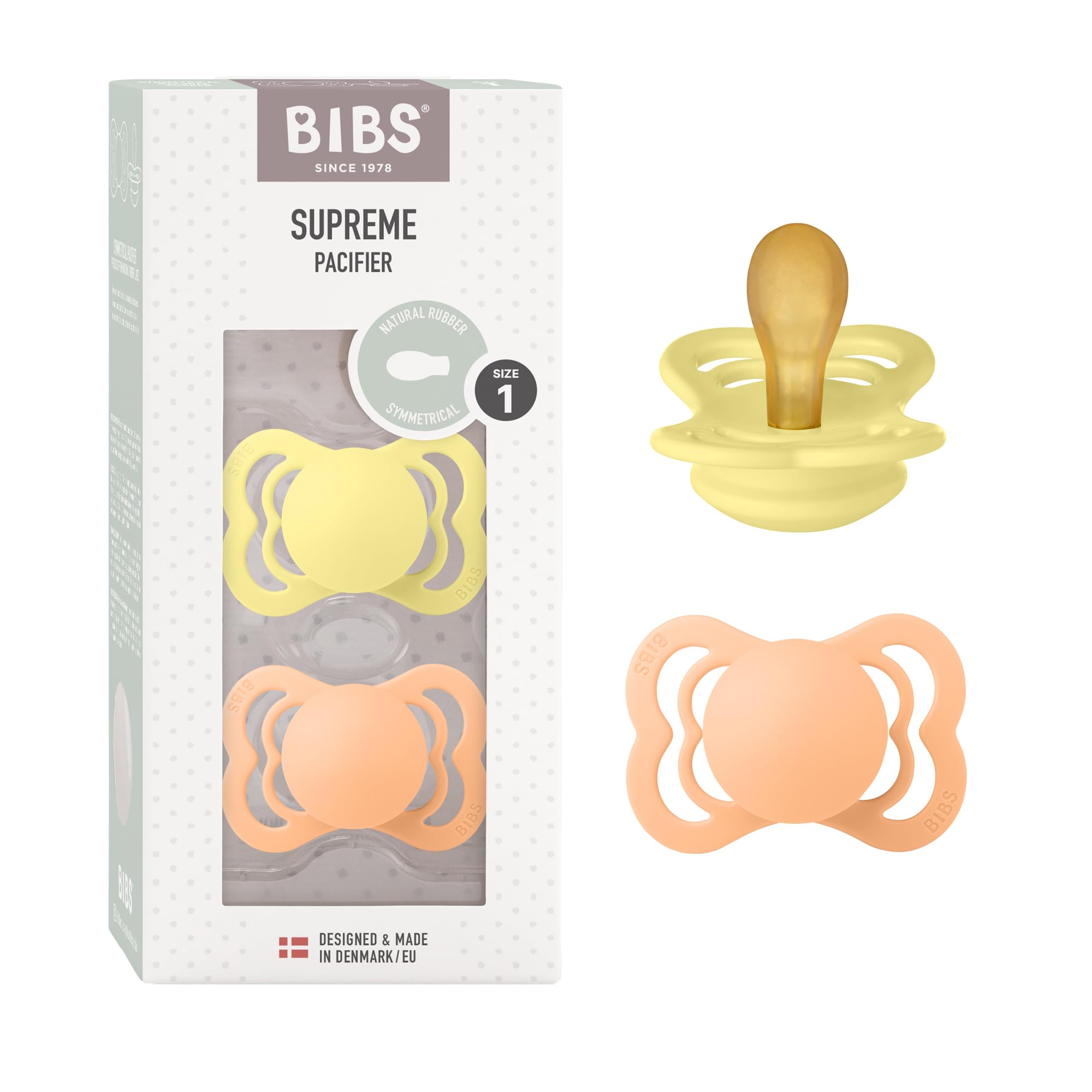 BIBS Supreme Paquete de 2 chupetes. Libre de BPA, Tetina con forma simétrica/Fisiológica. Látex natural, Hecho en Dinamarca. 0+ meses (Paquete de 2), Sage/Hunter Green — view 17