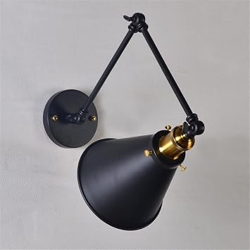 Industrial Wall Sconce Swing Arm Angle Adjustable Vintage Wall Mount Light Sconce Color Black, Size 30cm