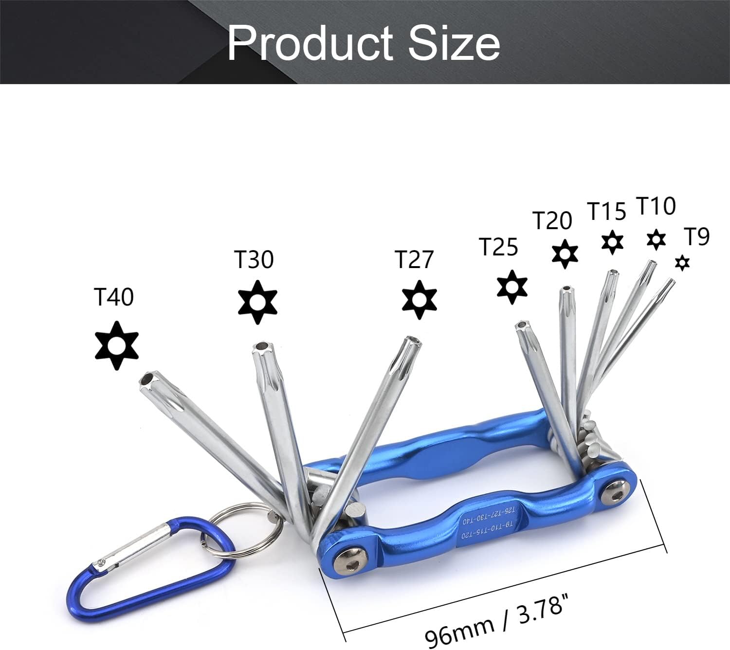 Utoolmart Torx Key Set, 8 in 1 Folding Torx Combination Wrench Set Repair Tool for Torx Head Socket Screw Sizes Include T9-T40