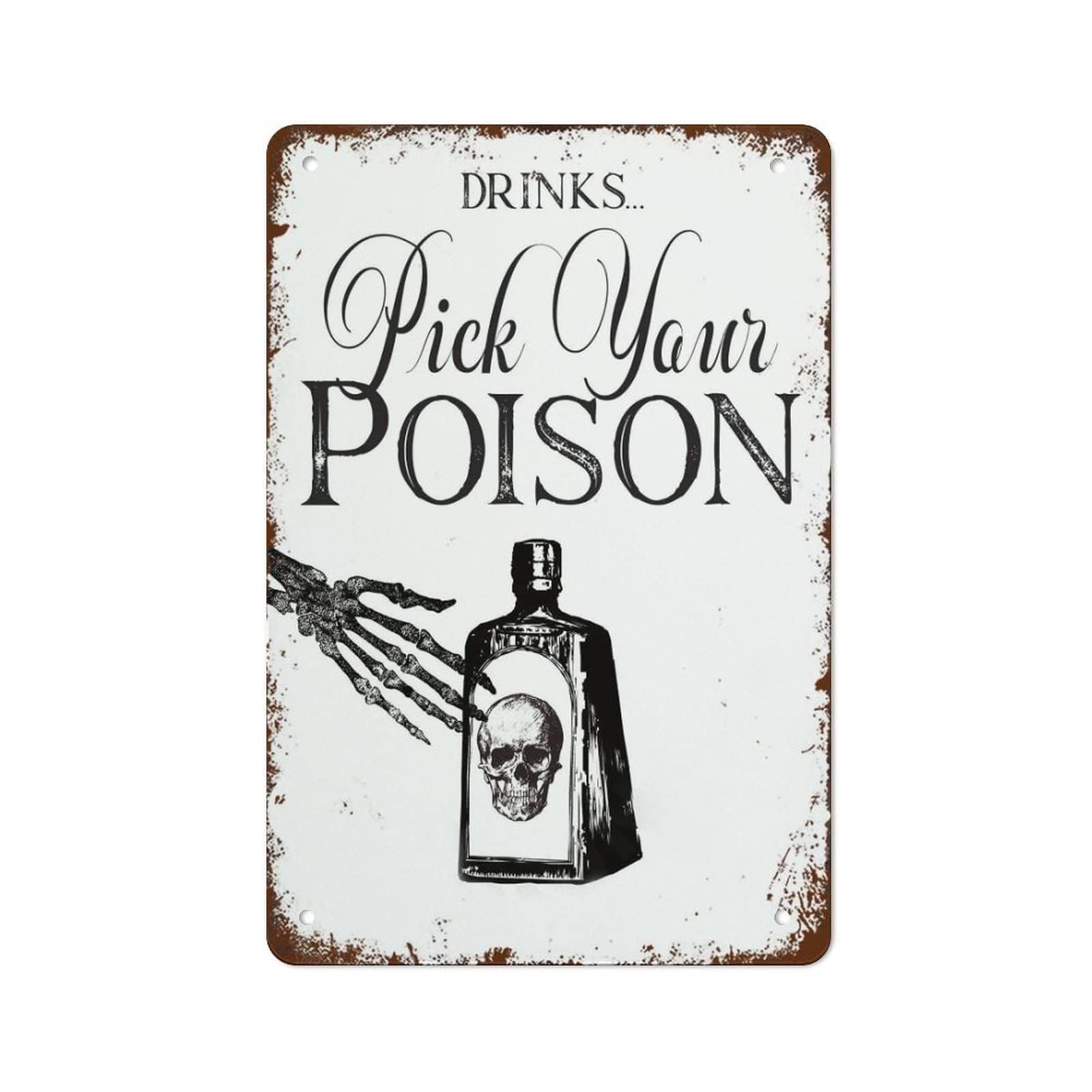 ZDVHOMCB Vintage Halloween Potion Warning Sign Retro Metal Tin Sign Funny Spooky Wall-Art For Home Bar Man Cave Decor 8 X 12 inch